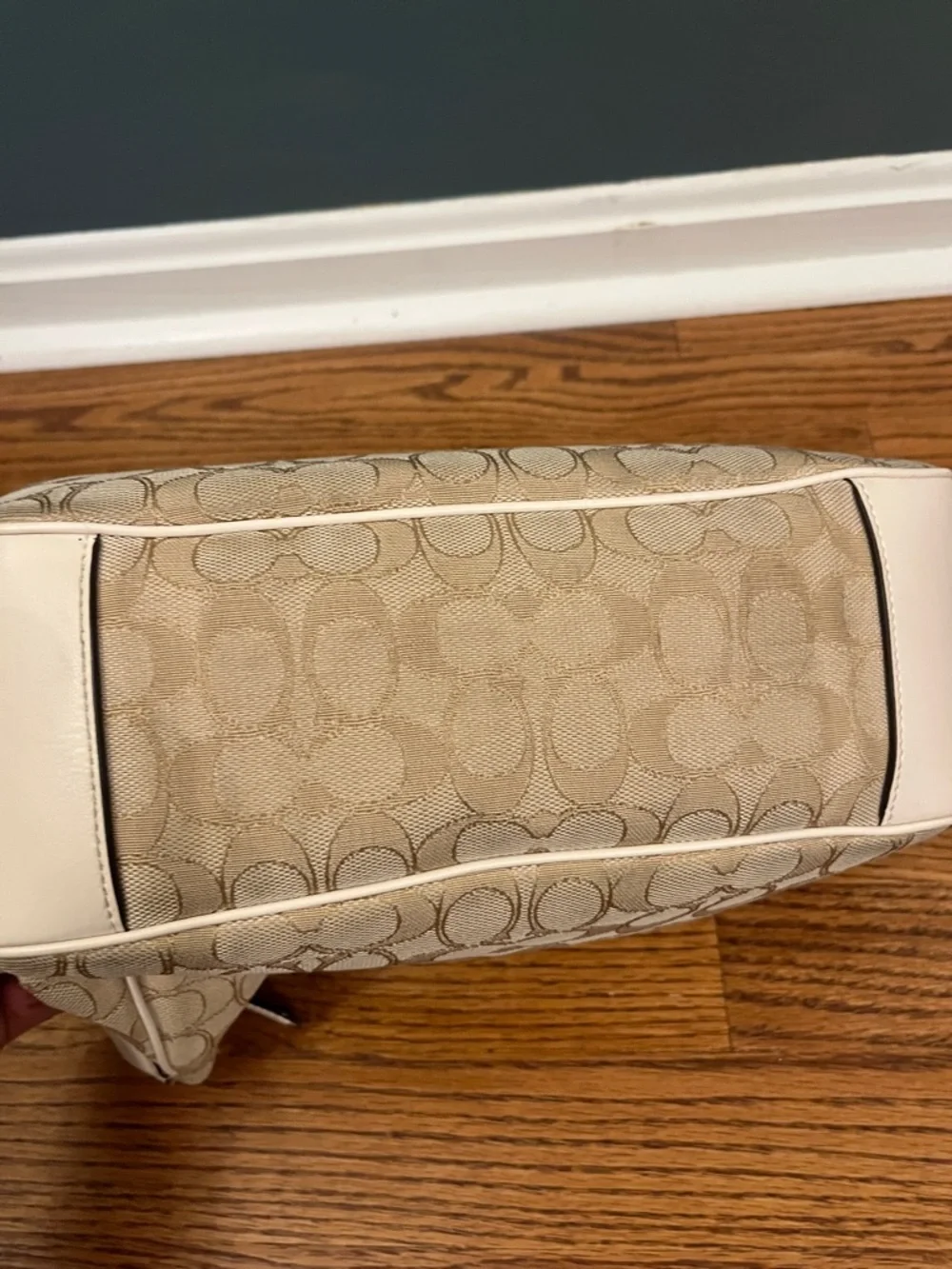 Coach F29959 Handbag One Shoulder Bag Beige Gold Canvas Leather Signature